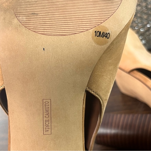 Vince Camuto Venica Bootie Size 10 Eu 40 Tan Buckled Leather 5 In Heel Open Toe - Picture 13 of 14